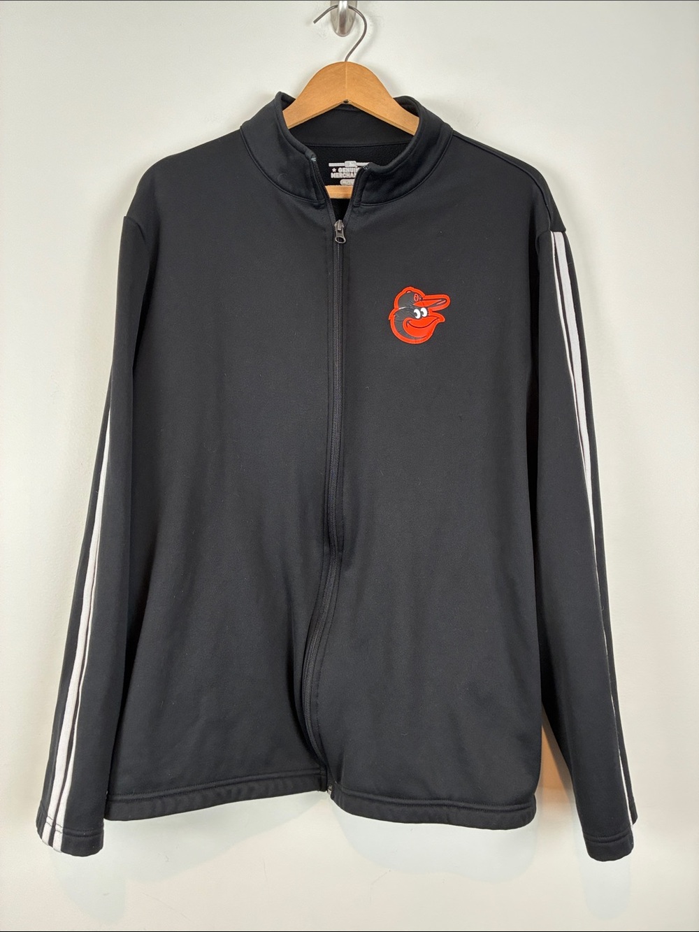 Baltimore Orioles Men’s XL Black Track Jacket Logo Front Zipper Sports MLB